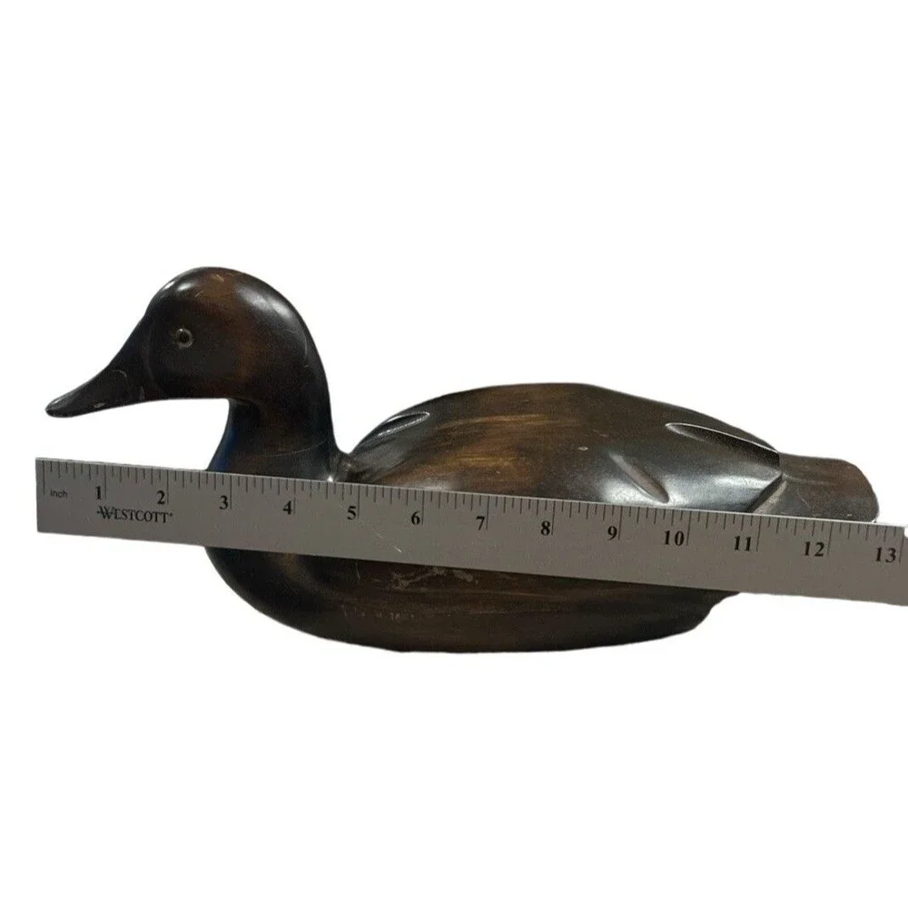Unbranded Wooden Duck‎ Decoy Unisex OS Brown Good Hand Carved Rustic Folk Art